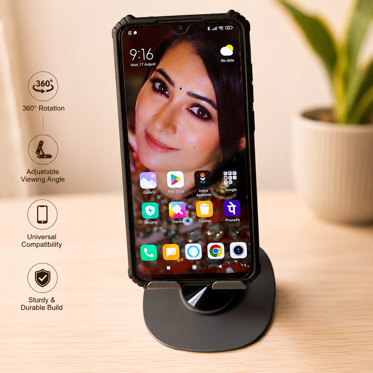 360° Rotating Foldable Mobile Stand | Adjustable Metal Phone Holder