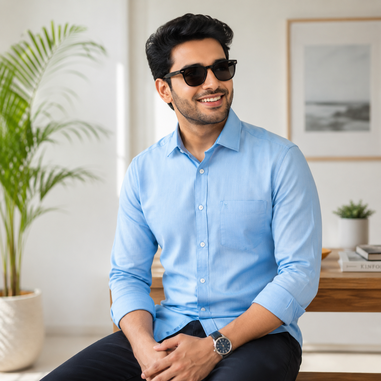 Men’s Premium Solid Cotton Blend Formal Shirts – Pack of 2