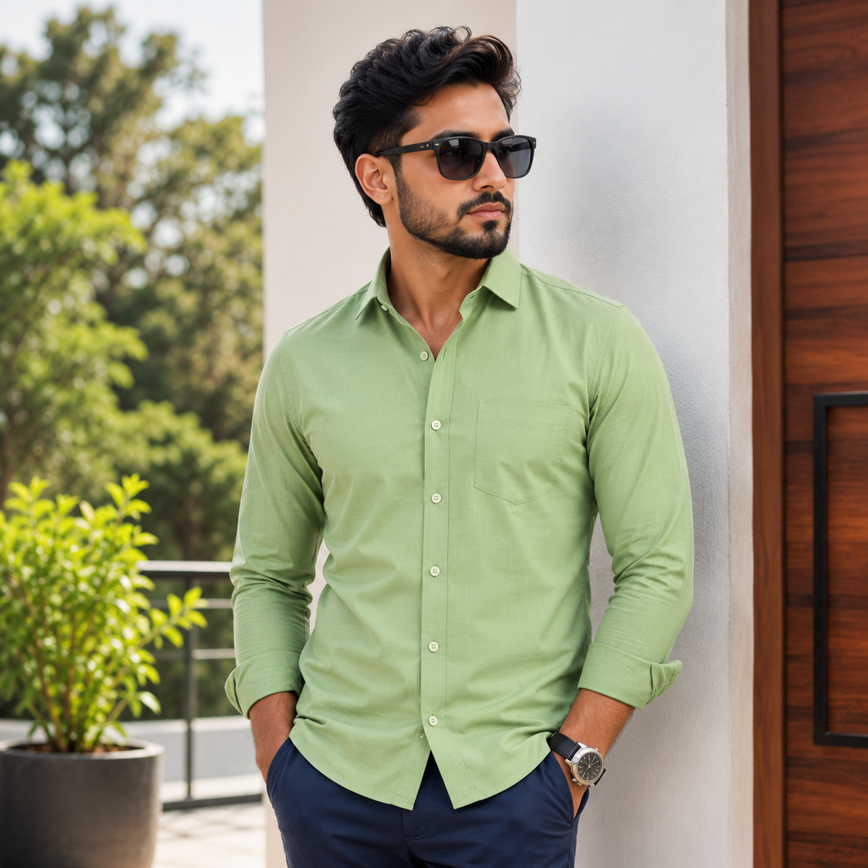 Men’s Premium Solid Cotton Blend Formal Shirts – Pack of 2