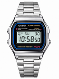 Vintage Digital Watch for Men & Women | Stainless Steel Silver Strap | Classic Square Dial