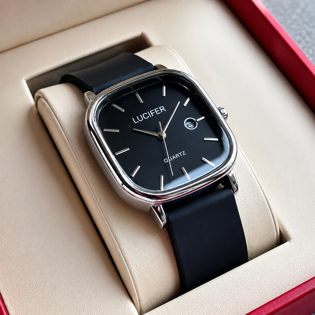 Men’s & Boys’ Premium Square Dial Analog Watch | Black Silicone Strap | Casual Everyday Wear