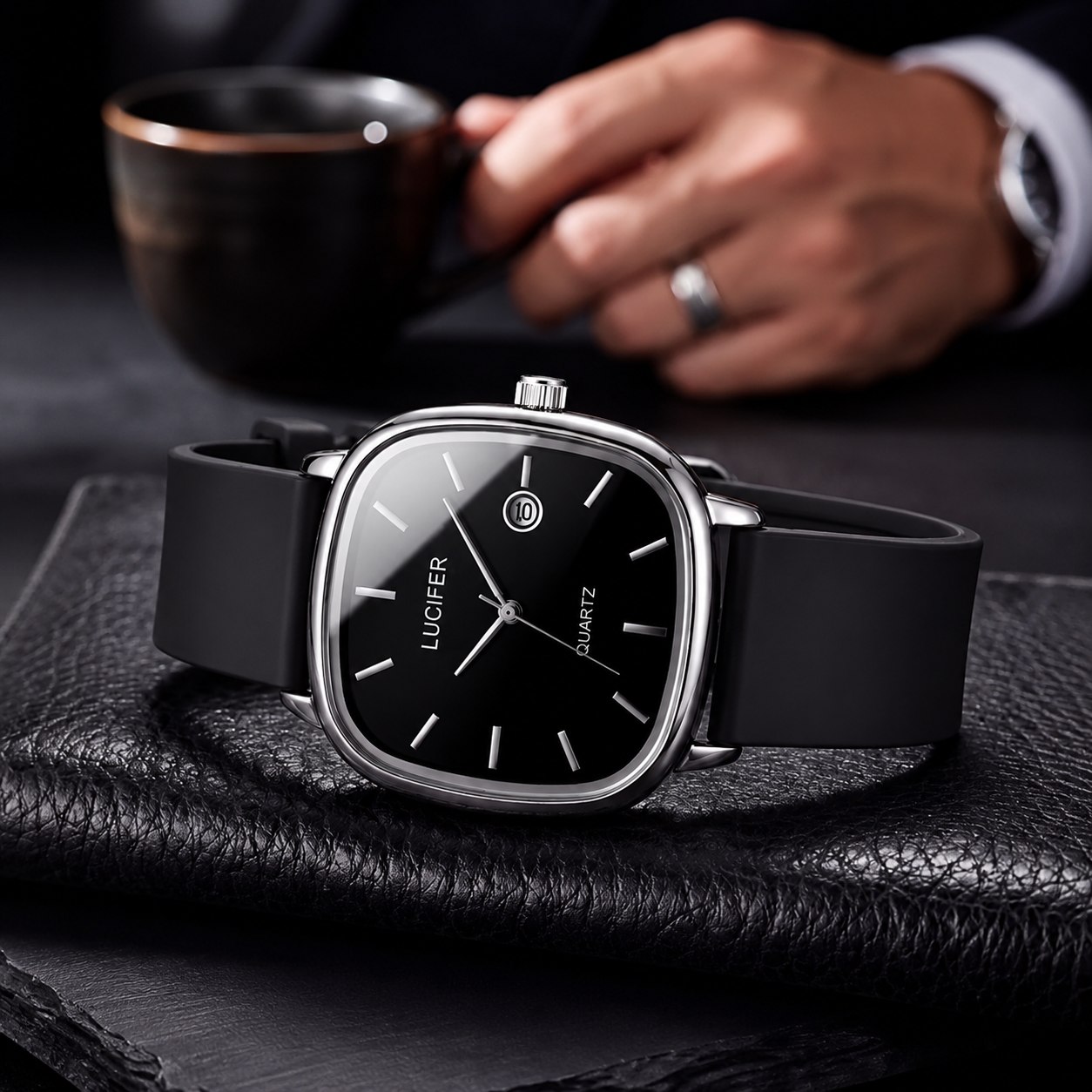 Men’s & Boys’ Premium Square Dial Analog Watch | Black Silicone Strap | Casual Everyday Wear