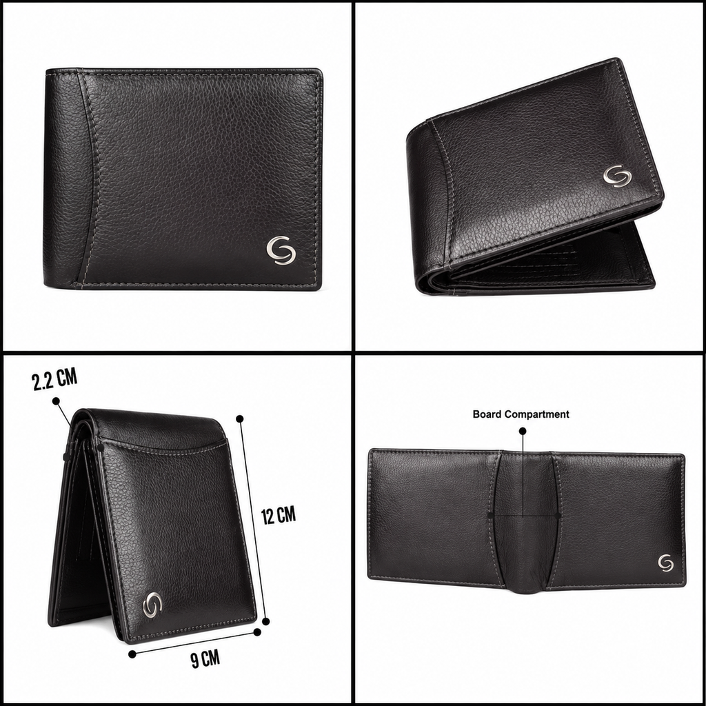 Men’s Premium Brown Genuine Leather Bi-Fold Wallet with RFID Blocking