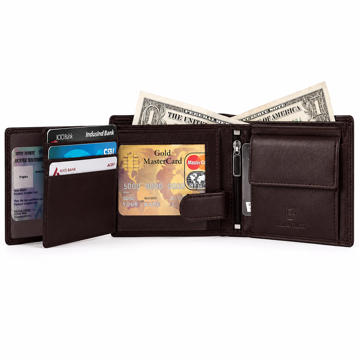 Men’s Premium Genuine Leather RFID Blocking Bifold Wallet – Brown