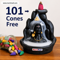 Lord Shiva Adiyogi Backflow Incense Burner with 101 Fragrance Cones | Smoke Waterfall Home Décor