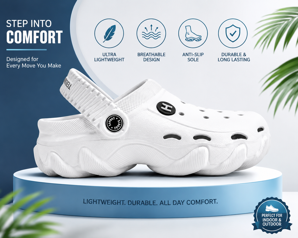Men’s Casual Grey EVA Clogs | Lightweight, Soft & Comfortable Slip-On Sandals