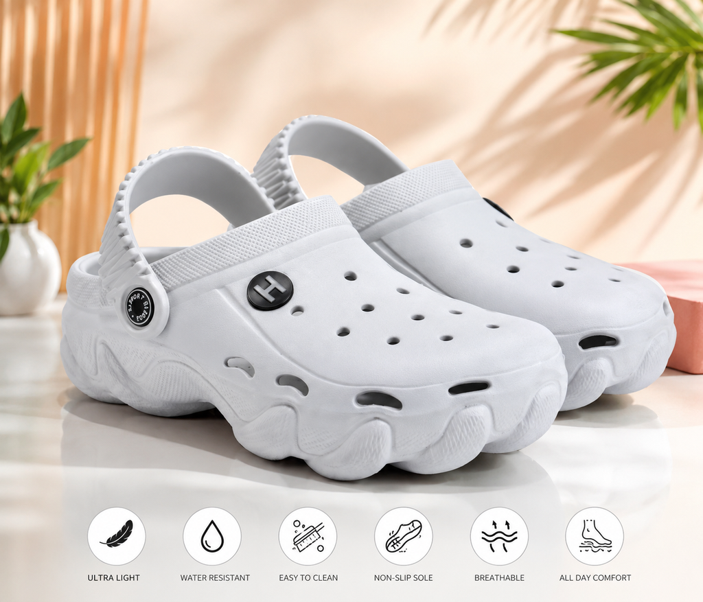 Men’s Casual Grey EVA Clogs | Lightweight, Soft & Comfortable Slip-On Sandals
