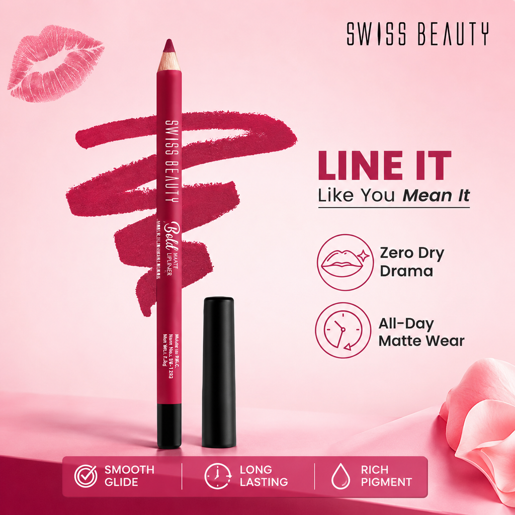 Swiss Beauty Bold Matte Lip Liner Pencil – Perfect Maroon | Long-Lasting & Smooth Finish