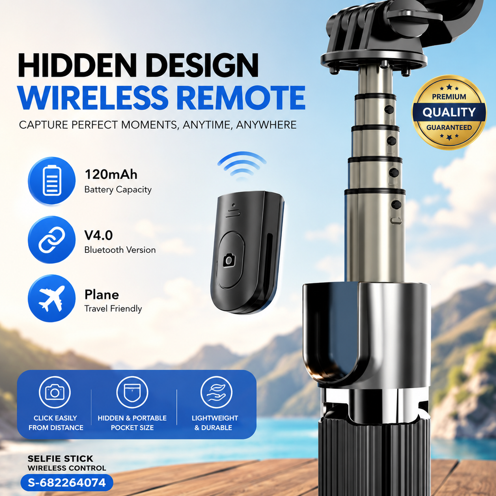 70cm Extendable 3-in-1 Selfie Stick Tripod with Bluetooth Remote