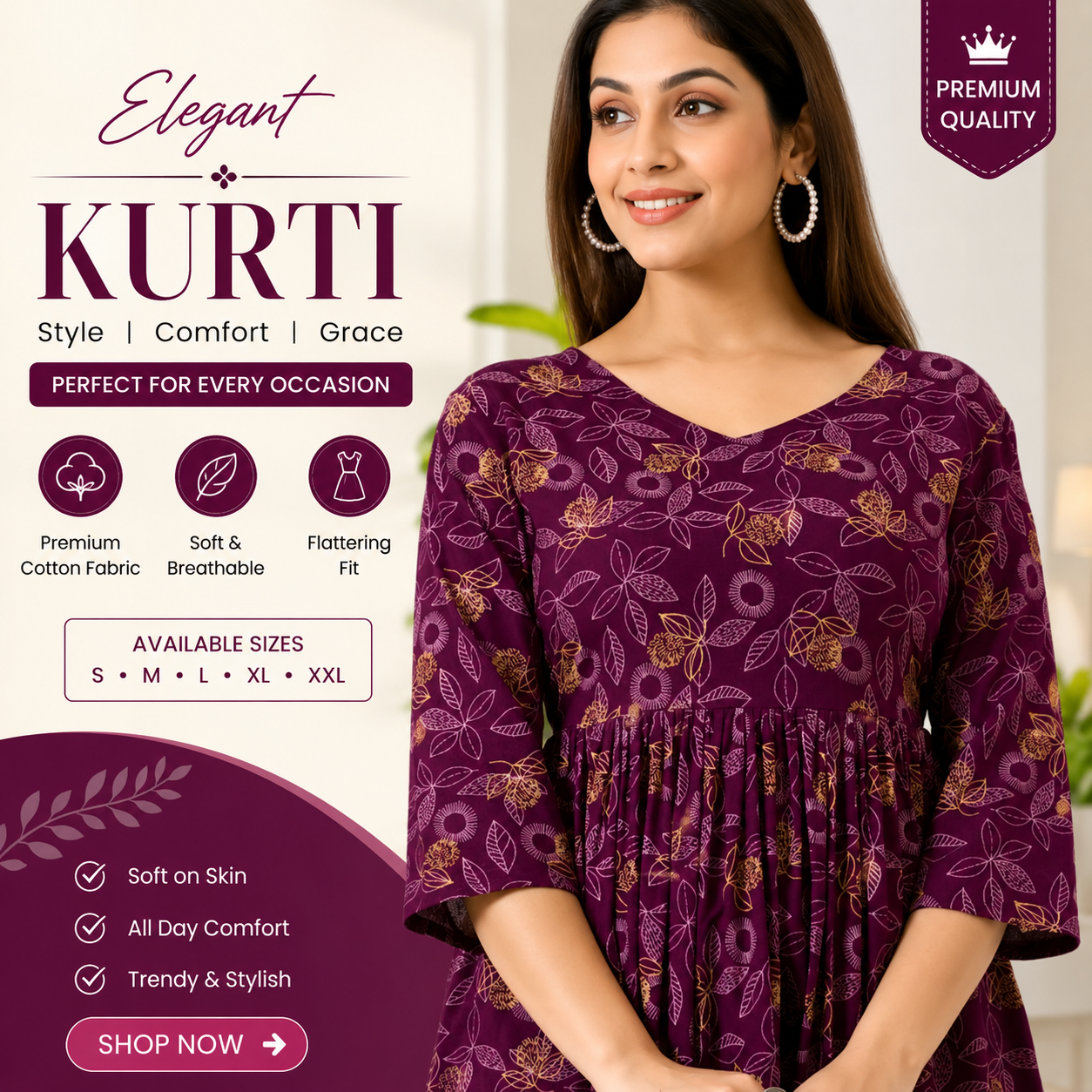 Women’s Purple Printed Rayon Co-Ord Set | Elegant Top & Pyjama Set
