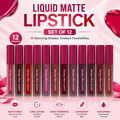 12-Piece Liquid Matte Lipstick Set | Long-Lasting & Transfer-Resistant