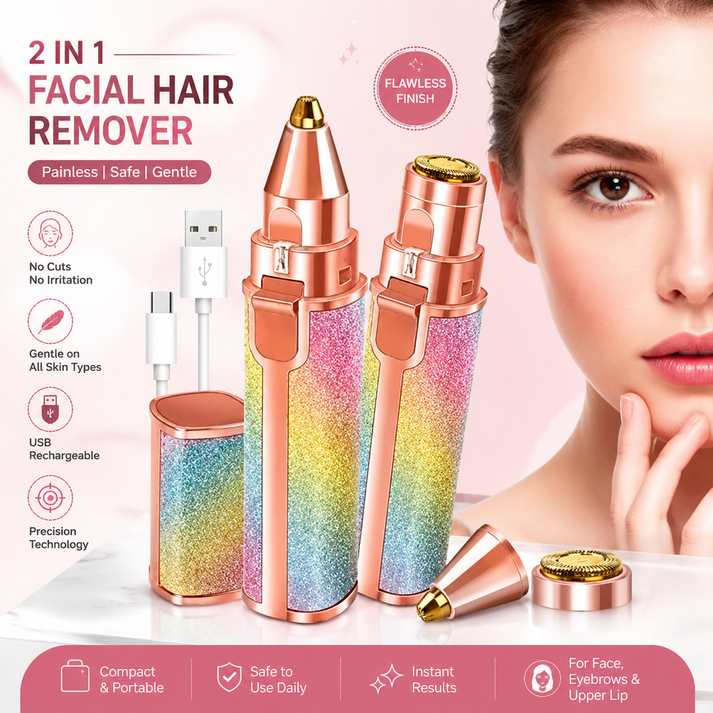 2-in-1 Rechargeable Facial Hair Remover & Eyebrow Trimmer for Women