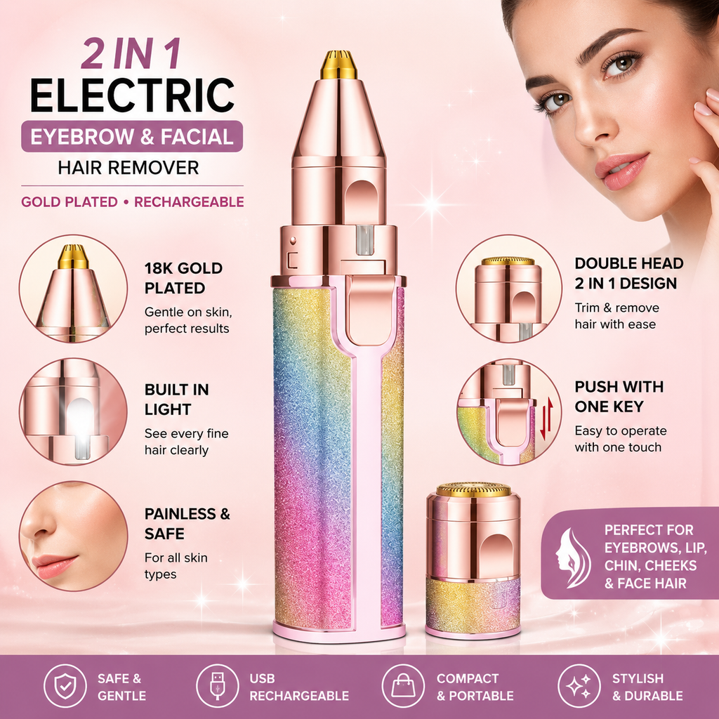 2-in-1 Rechargeable Facial Hair Remover & Eyebrow Trimmer for Women