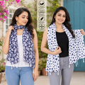 Women's Printed Soft Polyester Fashion Scarf | Lightweight Casual & Party Stole | Pack of 2