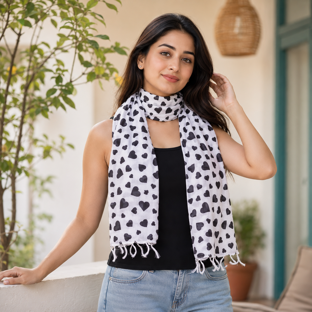 Women's Printed Soft Polyester Fashion Scarf | Lightweight Casual & Party Stole | Pack of 2