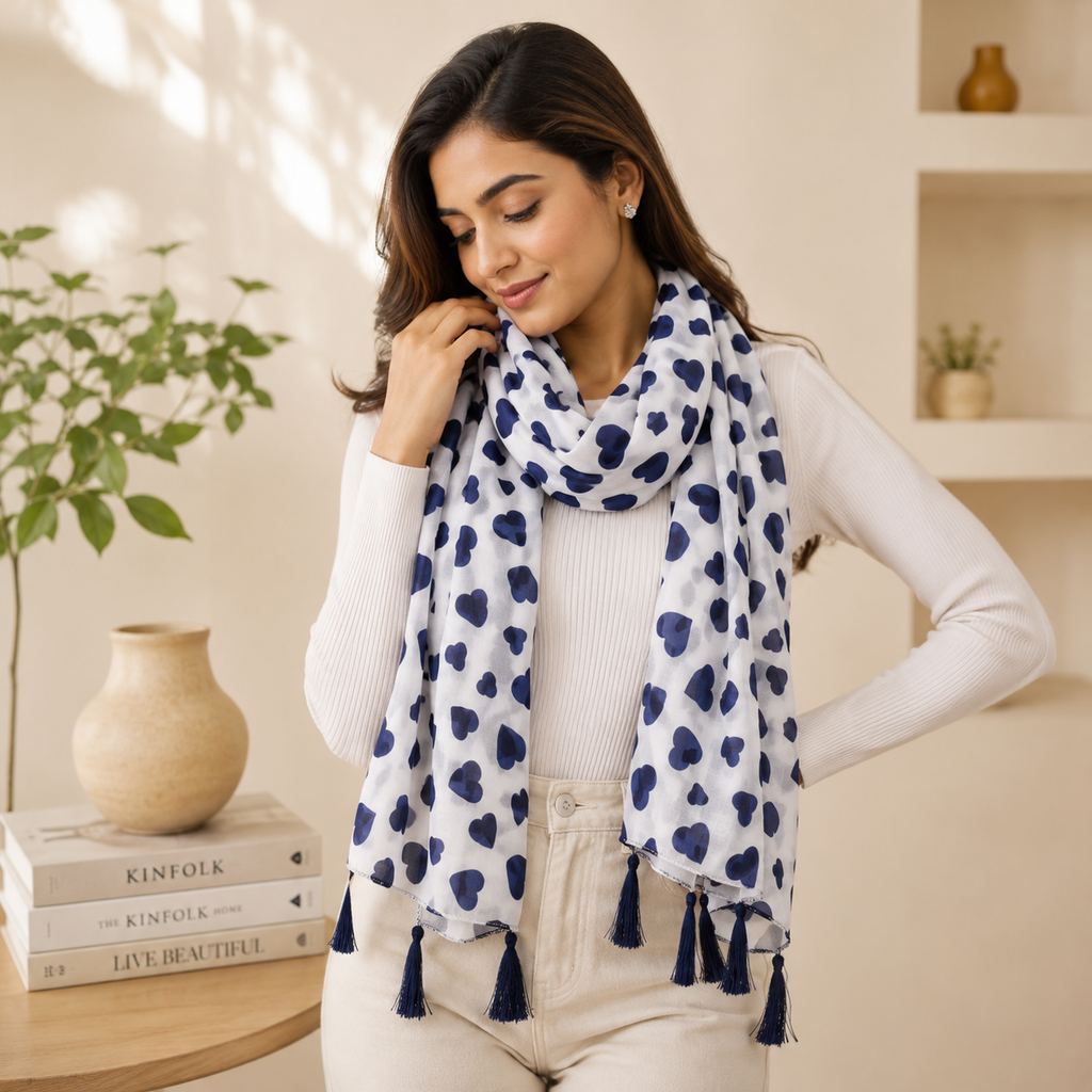 Women's Premium Printed Georgette Scarf with Tassels | Soft Lightweight Fashion Stole | Pack of 3