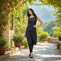 Women's Stylish Black Sleeveless Kurti with Pant Set | Cotton Blend Ethnic Co-Ord Set