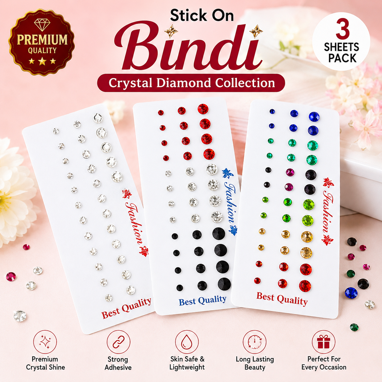 54 Pairs Crystal Stud Earrings Set for Women | Multicolor Fashion Earrings