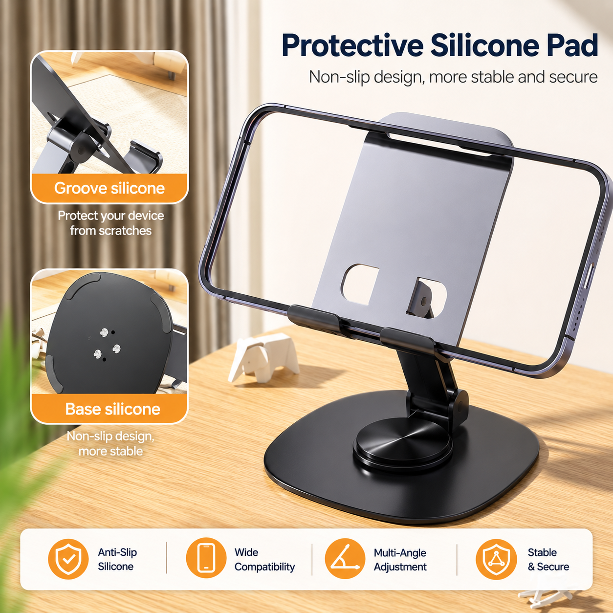 360° Rotating Foldable Mobile Stand | Adjustable Metal Phone Holder