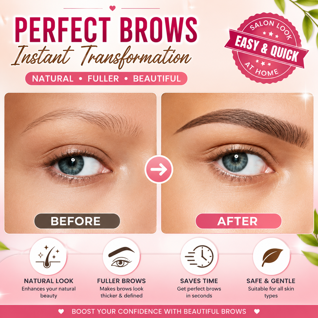 Waterproof Eyebrow Pen – Long Lasting Liquid Brow Pencil | Natural Hair-Like Strokes (Black)