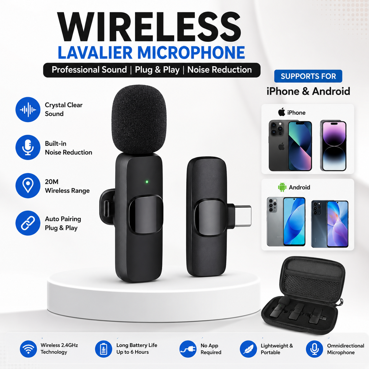 Wireless Microphone for iPhone & Android