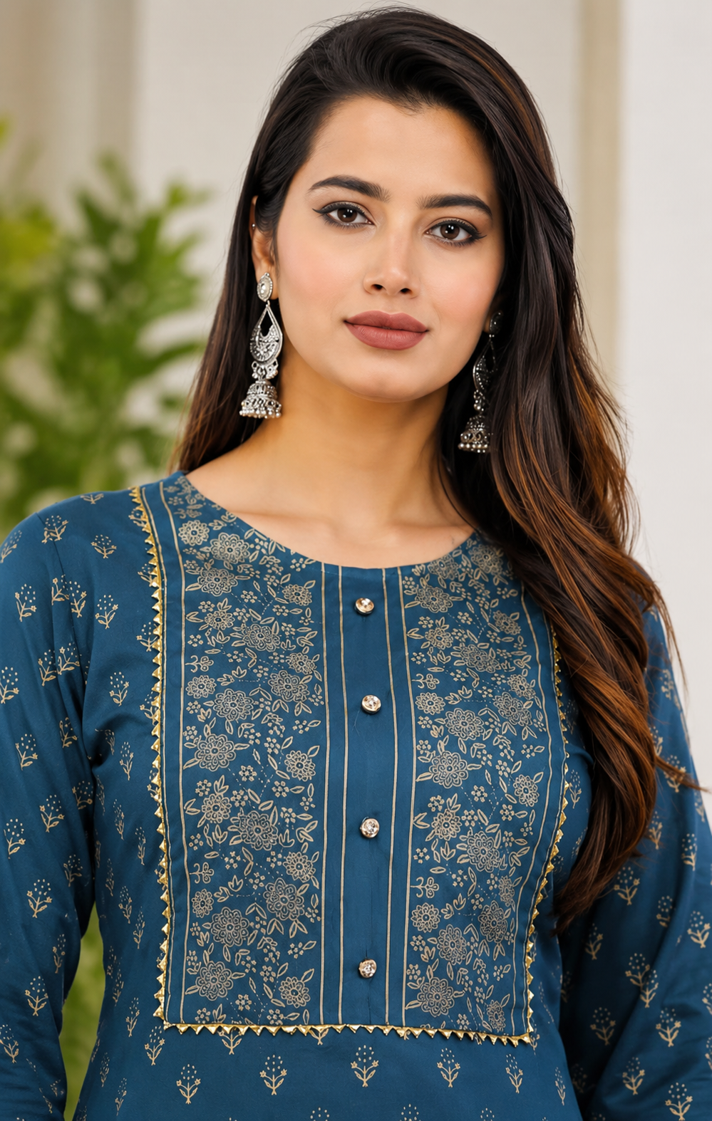 Women's Aqua Blue Printed Rayon A-Line Kurti