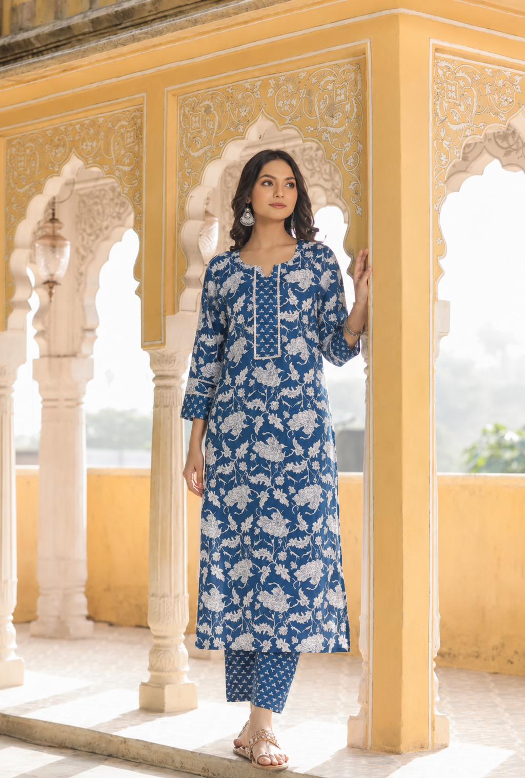Women's Floral Round No Dupatta Kurta Sets