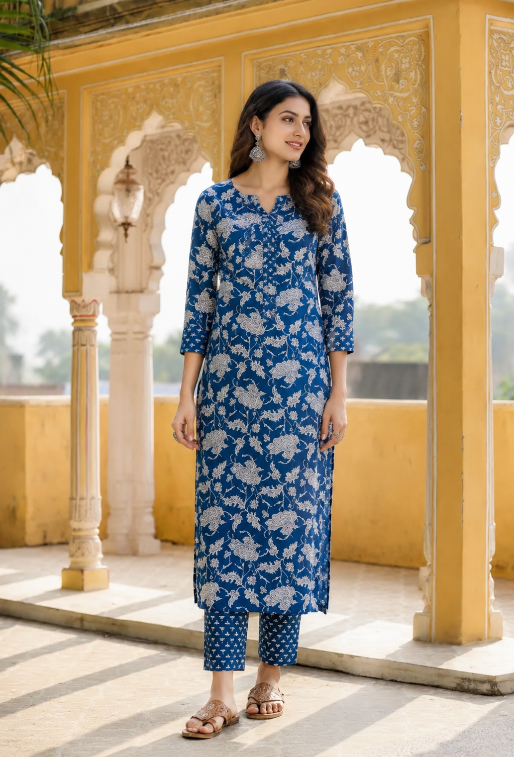 Women's Floral Round No Dupatta Kurta Sets