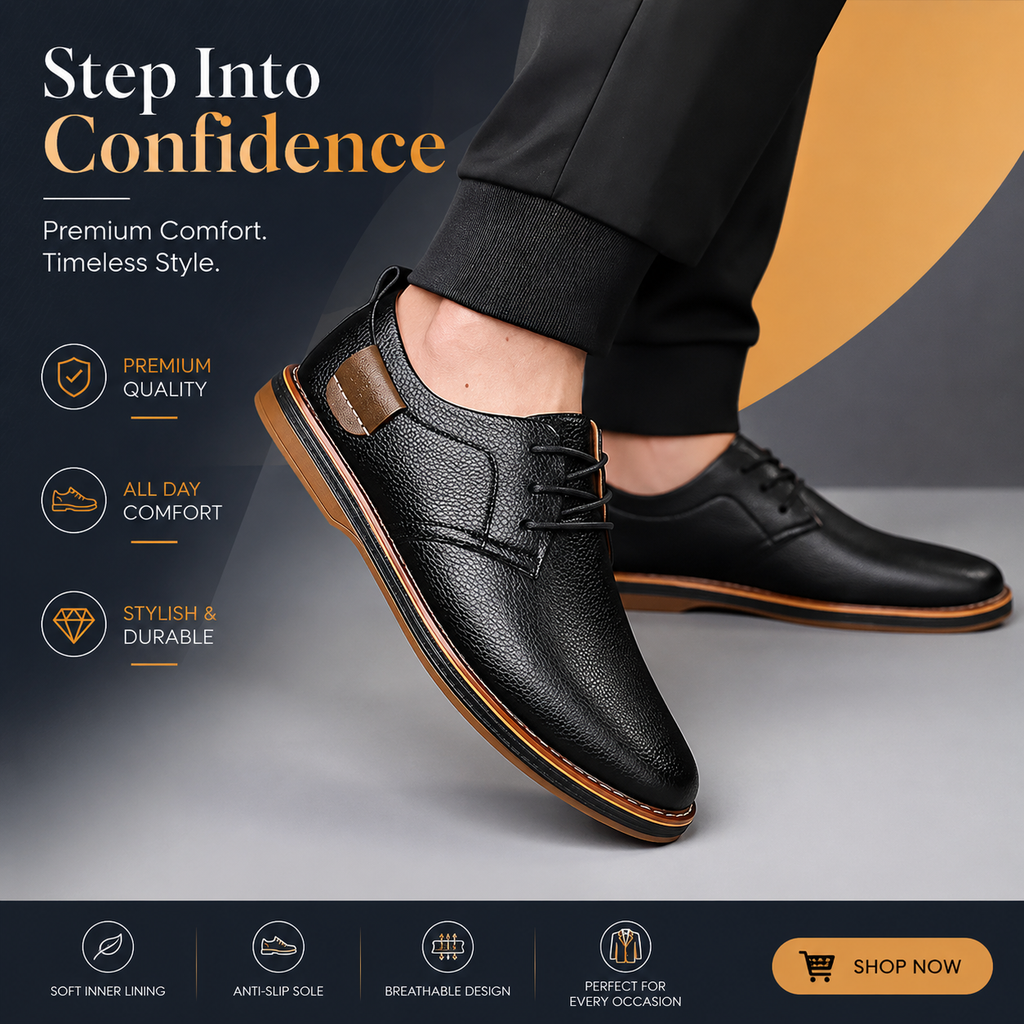 Men's Black Formal Casual Loafers | Premium Comfortable Slip-On Business & Office Shoes