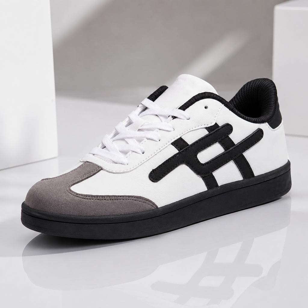 Men's Casual Streetwear Sneakers | Lightweight Comfortable Walking & Everyday Shoes – White & Black