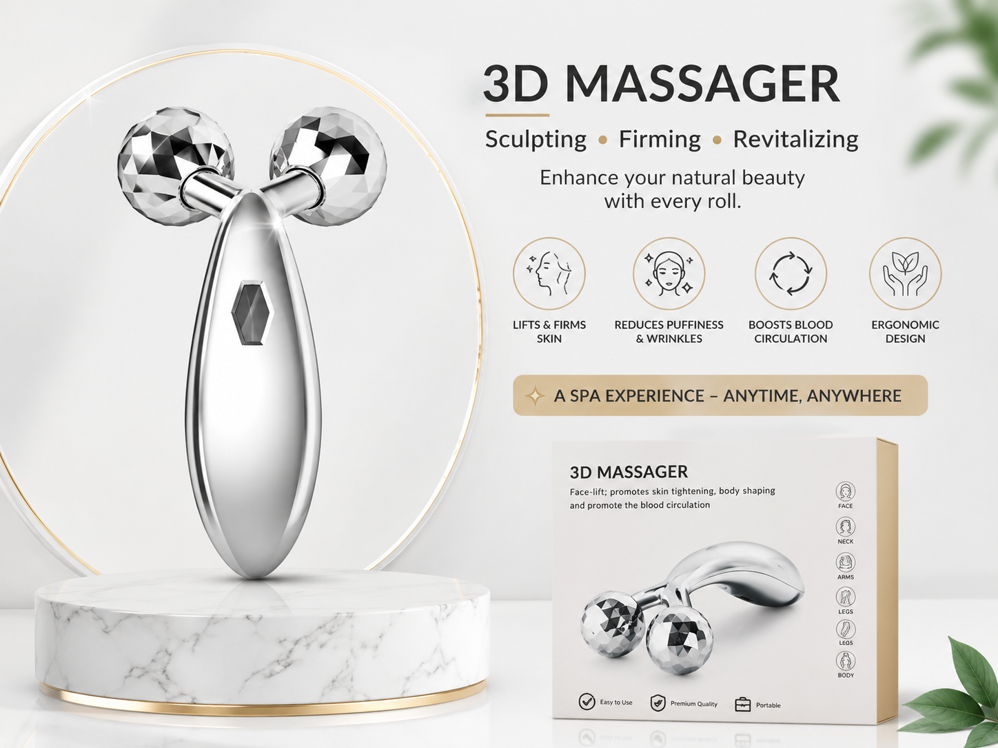 3D Roller Massager Tool | Stainless Steel Full Body Massage Roller for Face, Neck, Back & Muscle Relaxation
