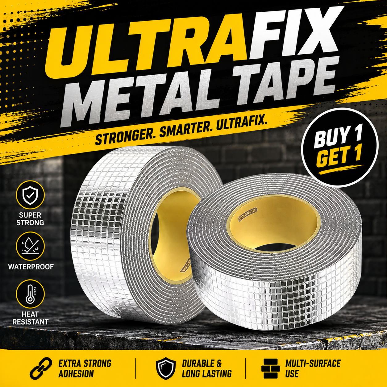 Ultra Fix Metal Tape (Pack of 2) – Heavy Duty Waterproof Aluminum Repair Tape