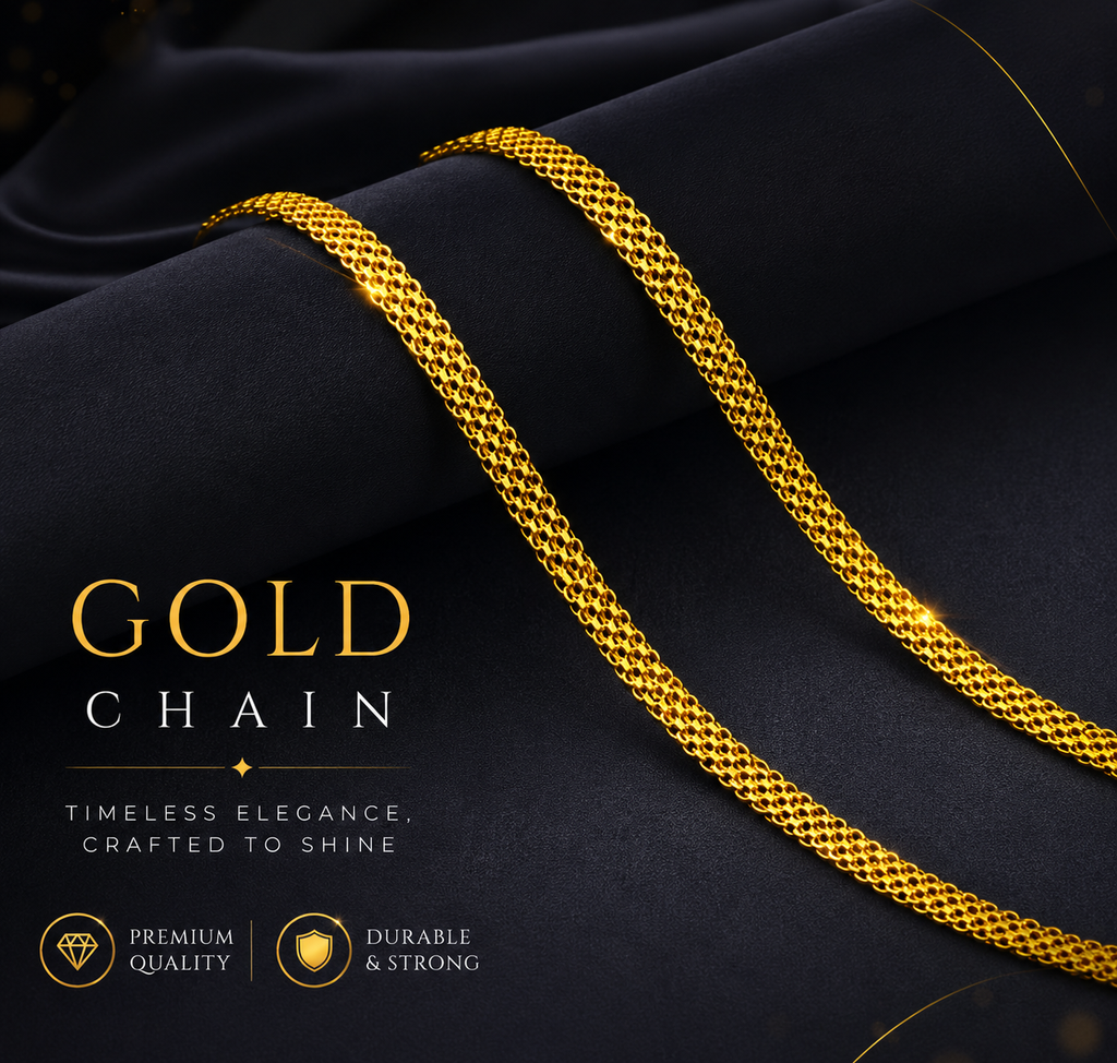 24-Inch Gold Plated Chain Necklace for Men & Women | Stylish Fashion Jewelry