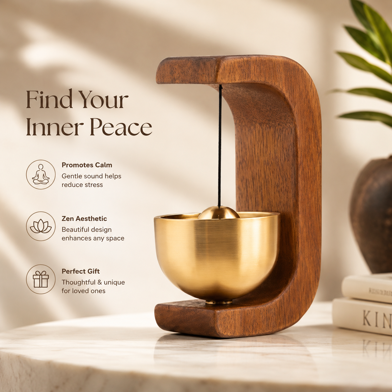 Elegant Wooden Wind Bell for Home Decor & Positive Vibes