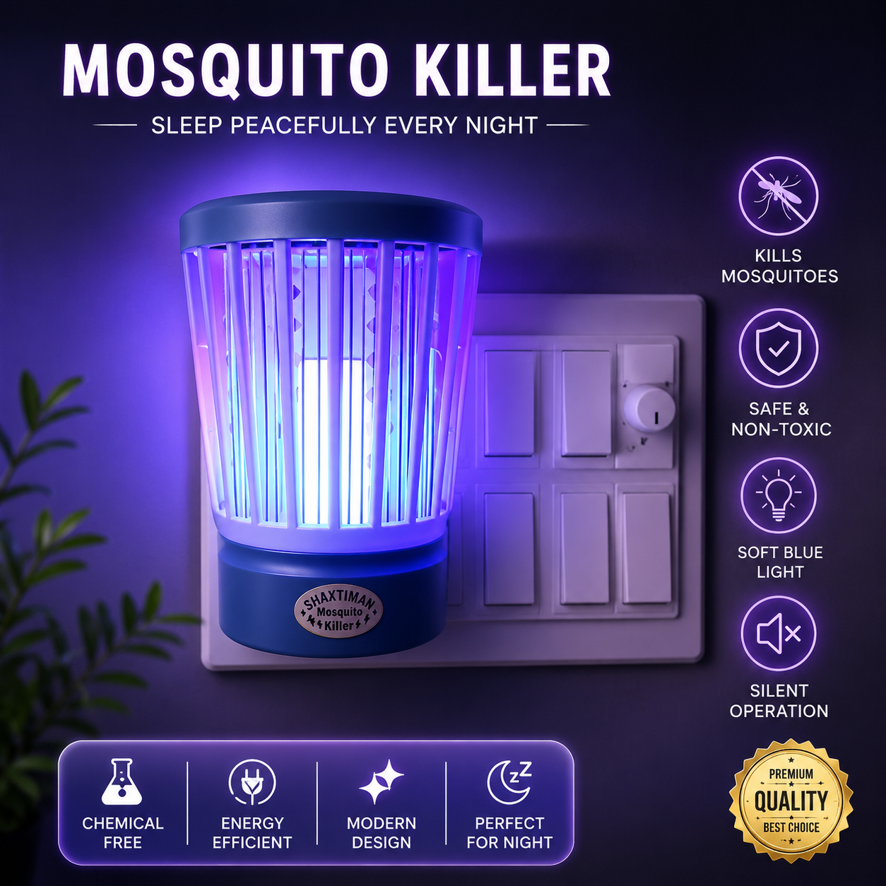 Portable Electric Mosquito & Insect Killer Lamp | USB UV Bug Zapper Machine
