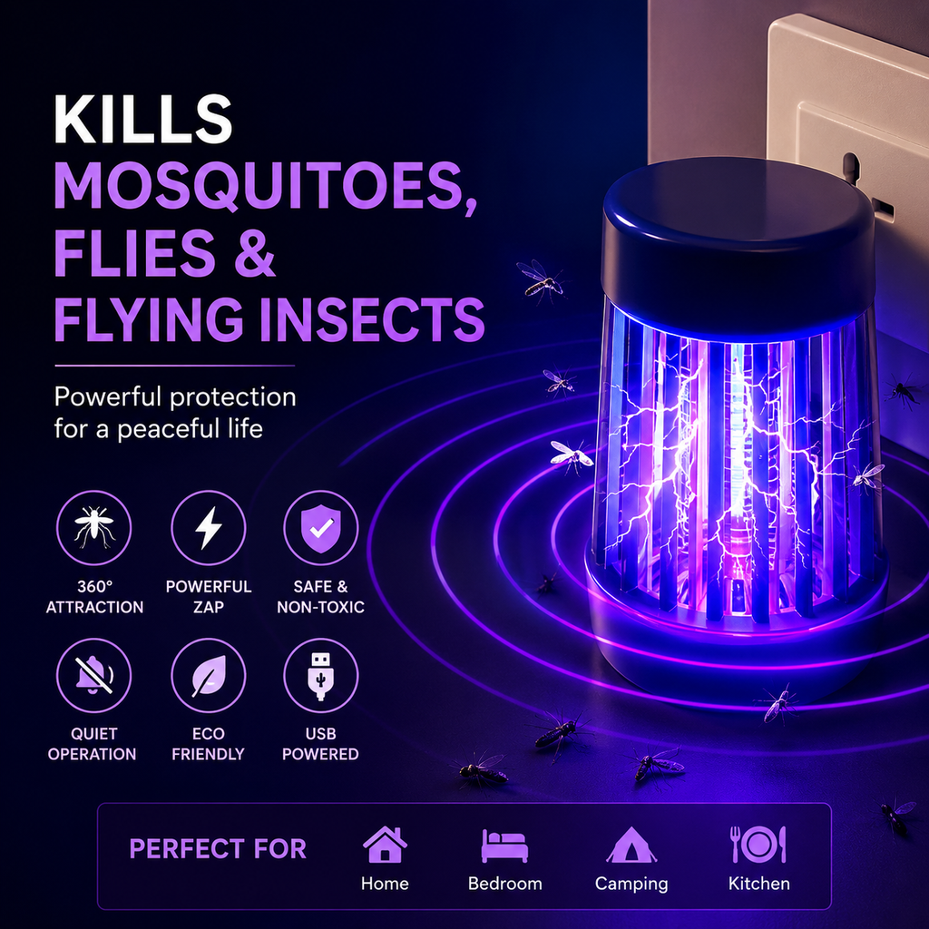 Portable Electric Mosquito & Insect Killer Lamp | USB UV Bug Zapper Machine