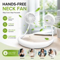 Portable USB Rechargeable Neck Fan with LED Light | Hands-Free Wearable Cooling Fan with 3 Speed Modes