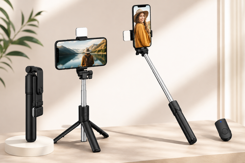 360° Bluetooth Selfie Stick Tripod with LED Fill Light & Wireless Remote