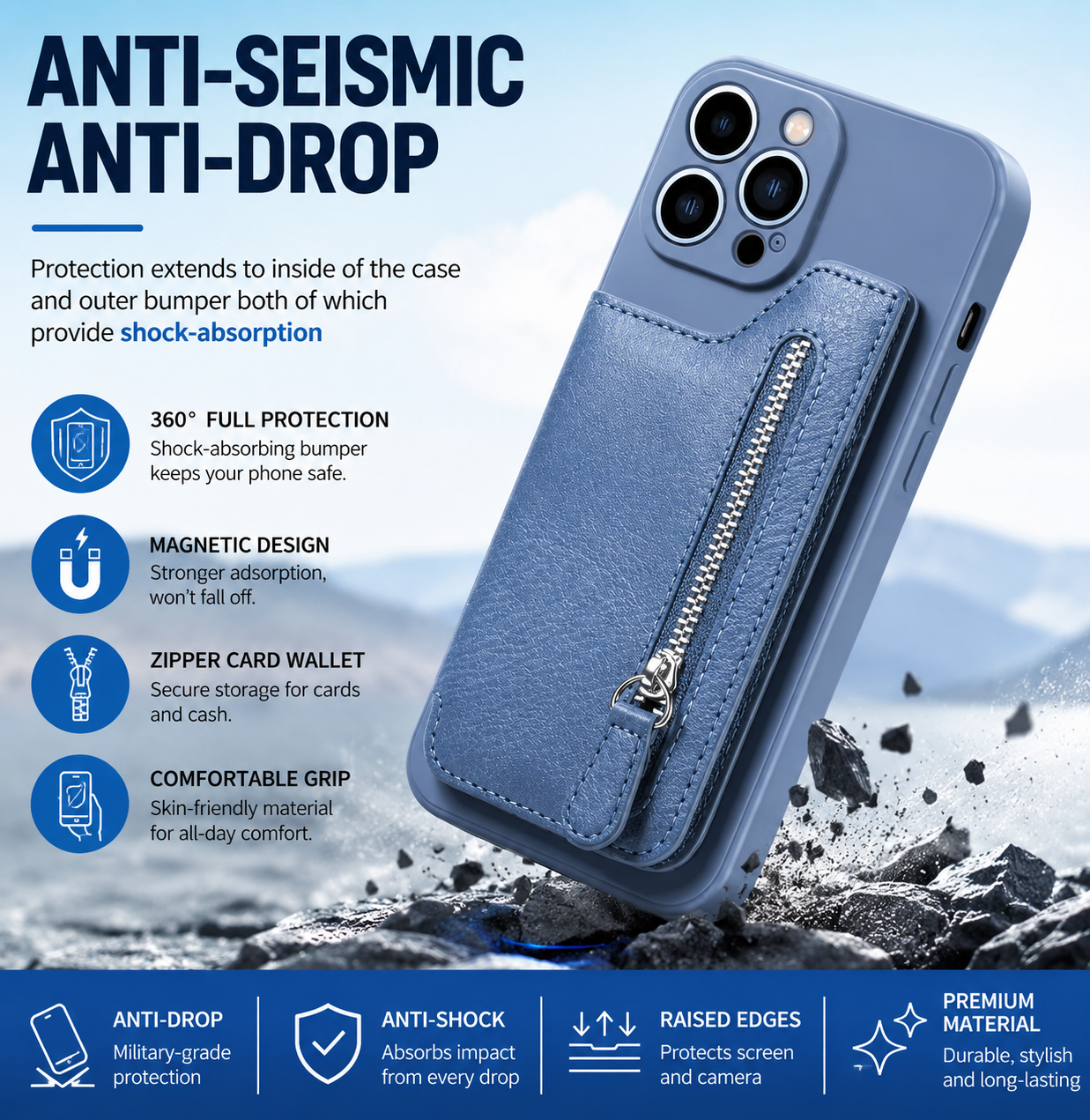 Multi-Functional Silicone Stick Wallet Case for iPhone & Android – Card Holder Phone Cover