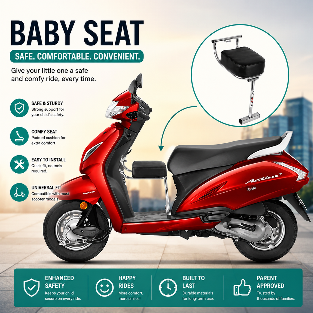 Portable Baby Seat for Scooter | Child Safety Front Seat Attachment for Bikes & Scooters