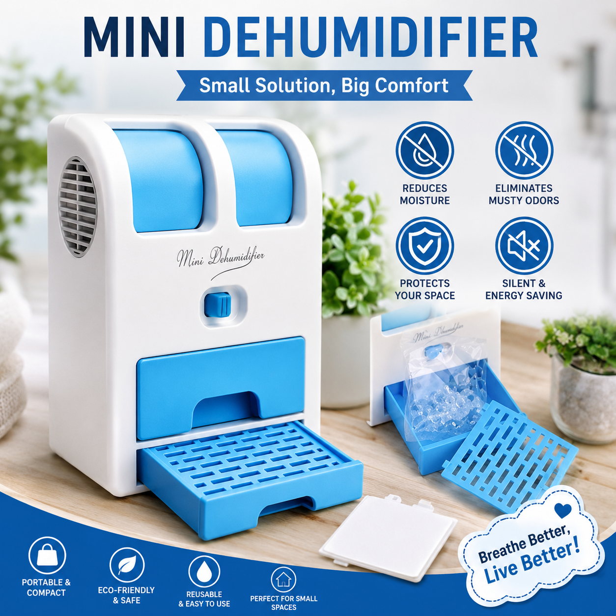 Portable 3-in-1 Mini Air Cooler | USB Personal Air Conditioner, Humidifier & Air Purifier