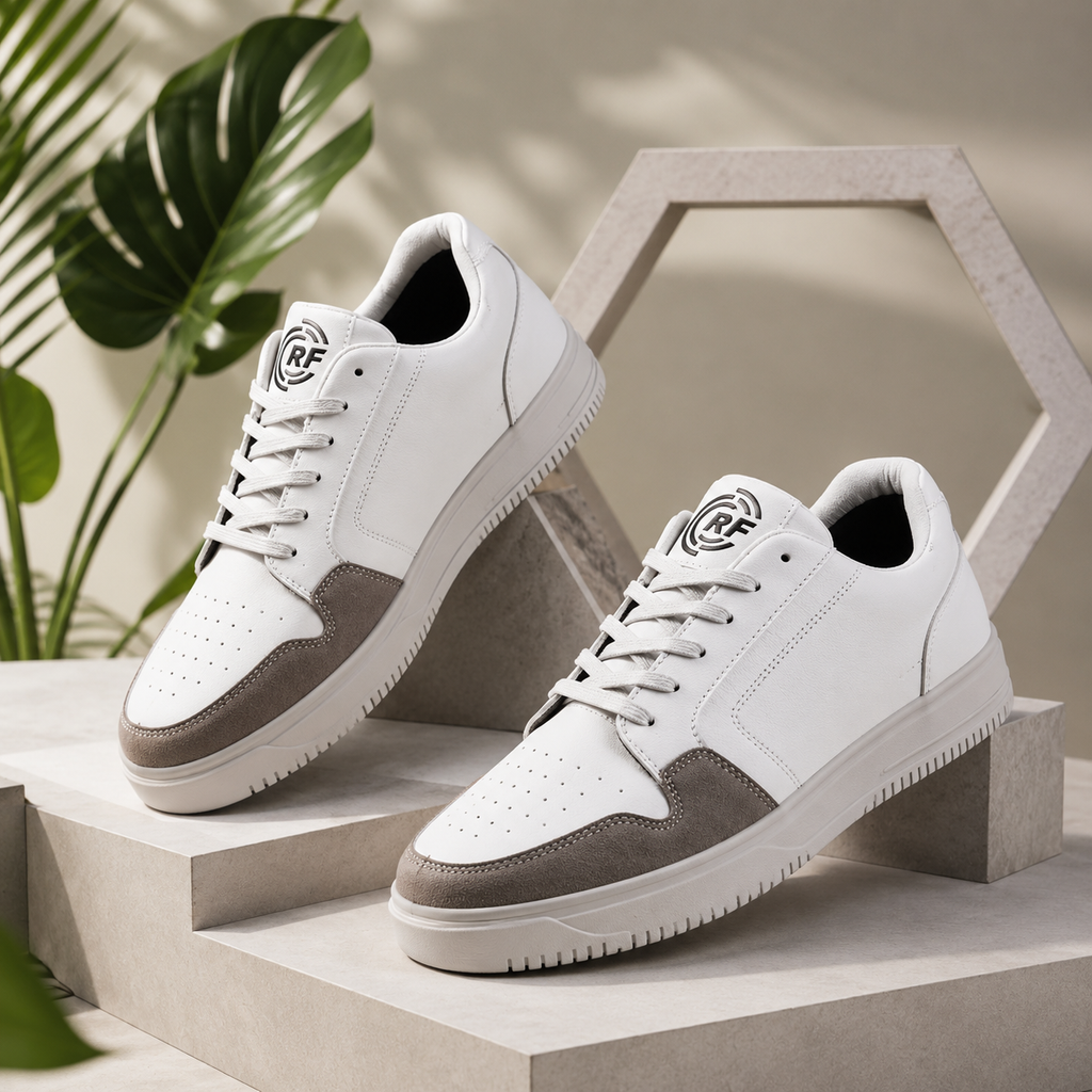 Men's Lightweight Casual Sneakers | Breathable Comfort Walking & Everyday Shoes – White Grey