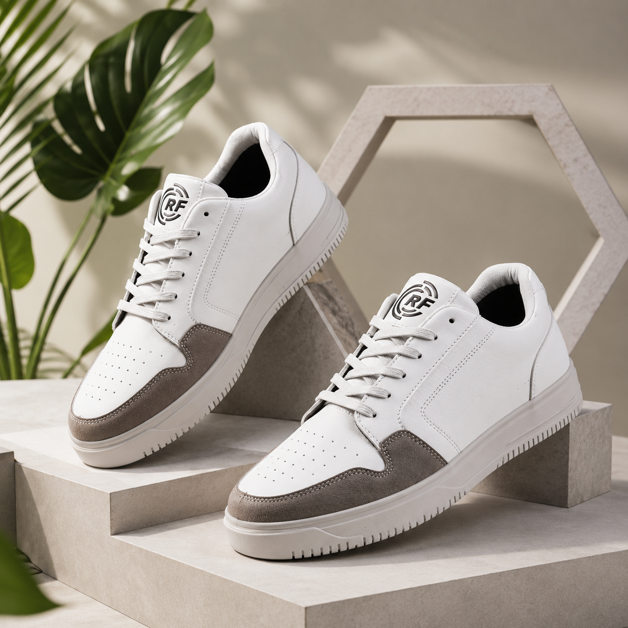 Men's Lightweight Casual Sneakers | Breathable Comfort Walking & Everyday Shoes – White Grey