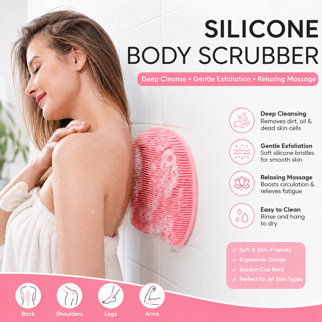 Silicone Body & Foot Scrubber Pad | Multi-Use Exfoliating Bath Brush for Deep Cleansing & Massage