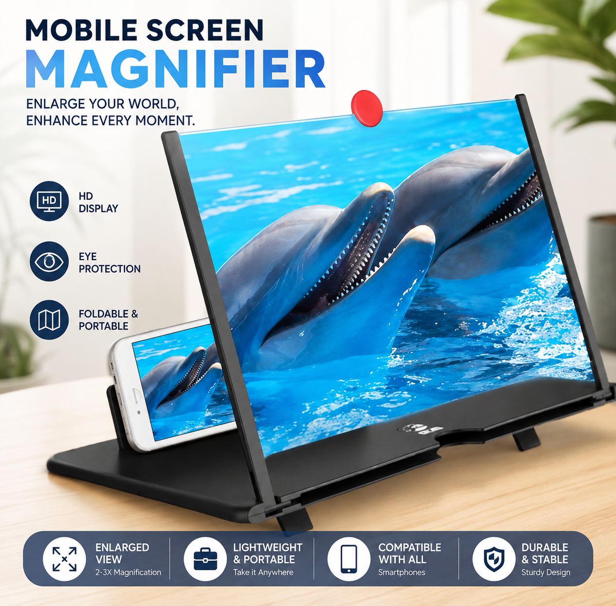 Mobile Phone Screen Magnifier Stand | 3D HD Smartphone Screen Enlarger for Movies, Videos & Reading