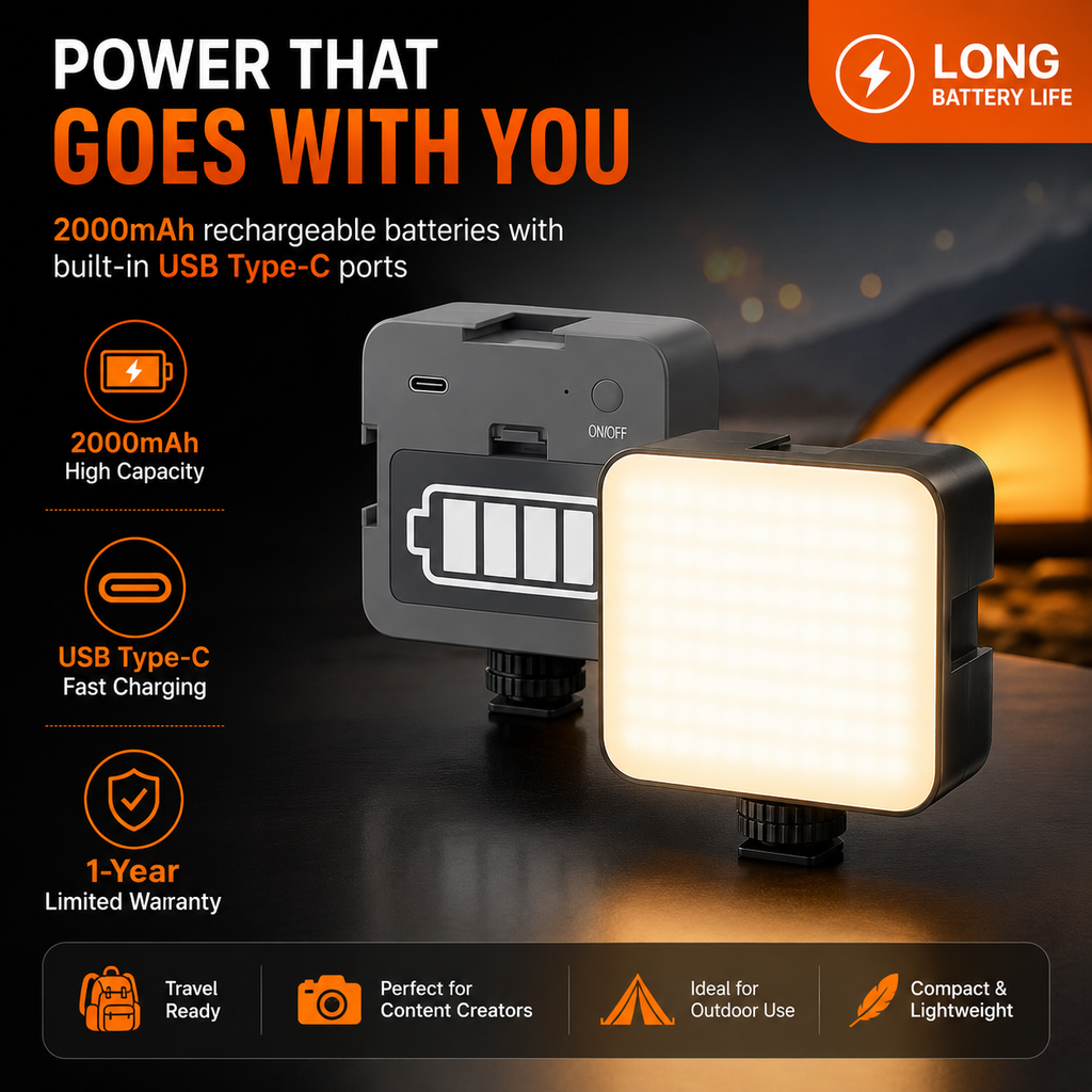 120 LED Camera Video Light with Clip & 3 Cold Shoe Mounts | Dimmable 3000K-6000K Fill Light for Photography, Vlogging & Video Calls