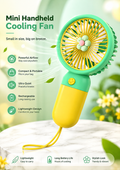 Portable Rechargeable Handheld Mini Fan | Ultra-Quiet USB Cooling Fan with Lanyard for Travel, Office & Outdoor Use