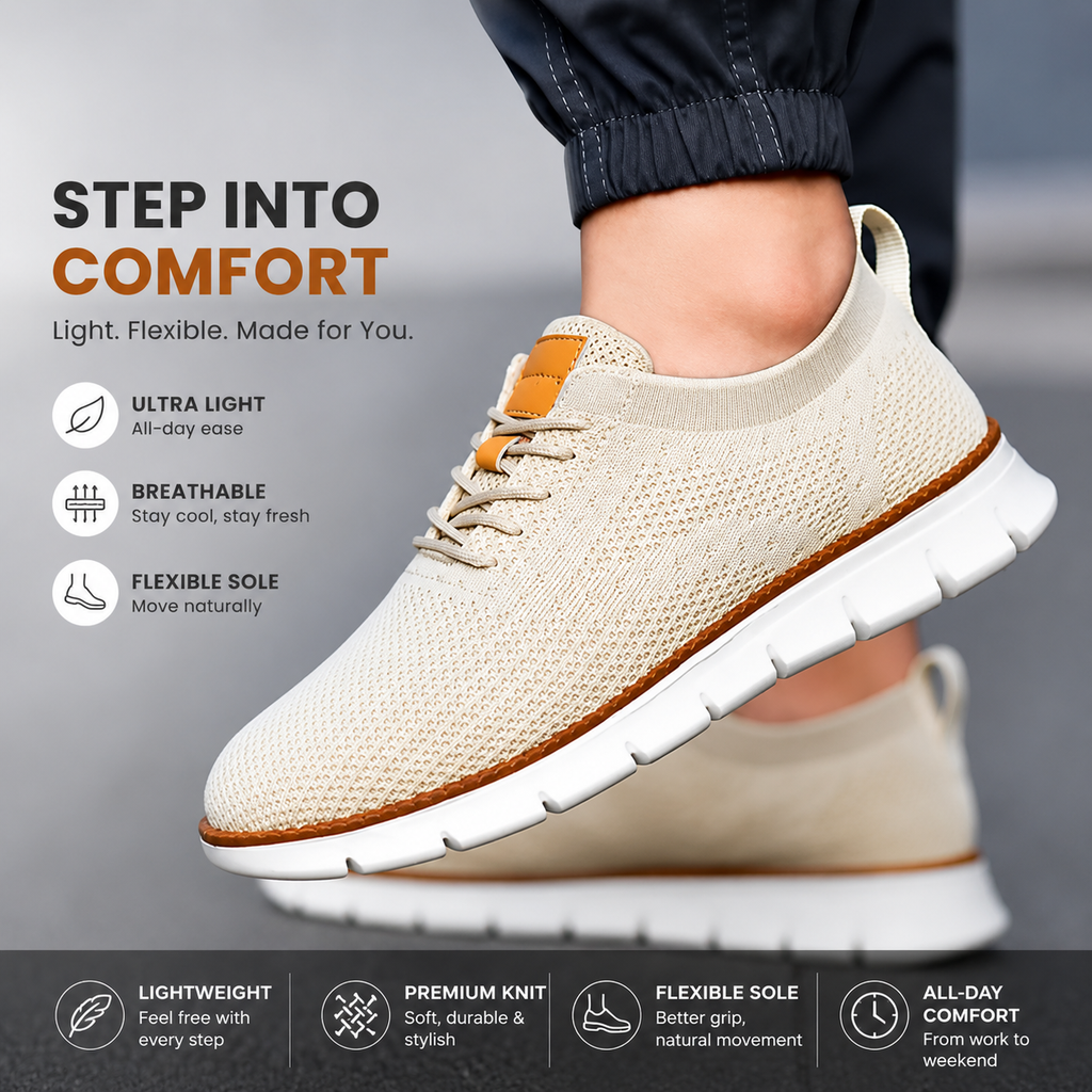 Men's Breathable Mesh Casual Sneakers | Lightweight Comfort Walking Shoes – Tan