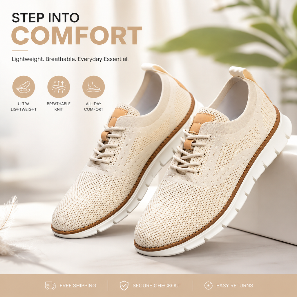 Men's Breathable Mesh Casual Sneakers | Lightweight Comfort Walking Shoes – Tan