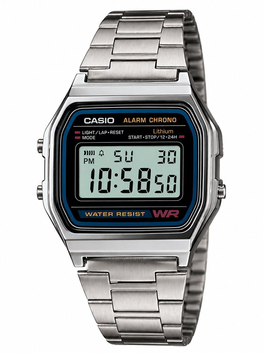 Casio Vintage Digital Watch for Men & Women | Stainless Steel Strap | Alarm, Stopwatch & LED Light